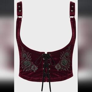 Killstar Burgundy Velvet Lace-Up Under bust Corset